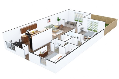 Floor plan for 2 beds, 2 baths, 1454 sqft